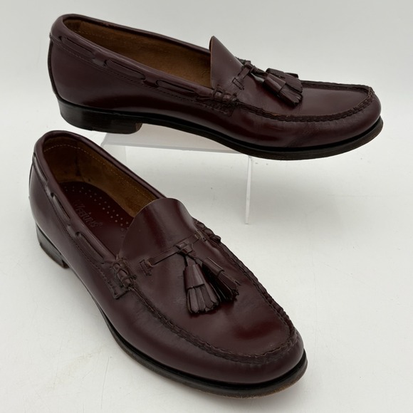 Weejuns GH Bass & Co Men's Size 8.5 D Burgundy Leather Tassel Loafers VTG USA - Picture 1 of 10